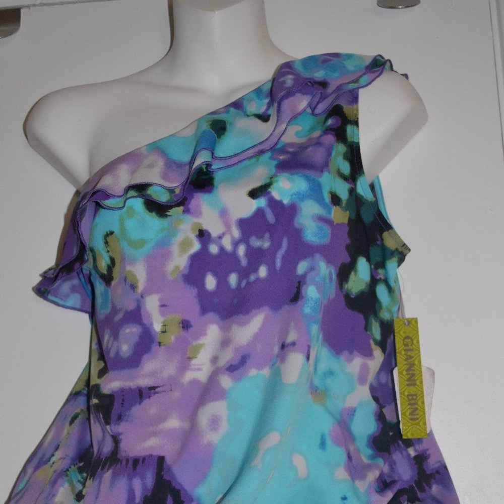 NWT Gianni Bini Medium 1 shoulder multi color blouse